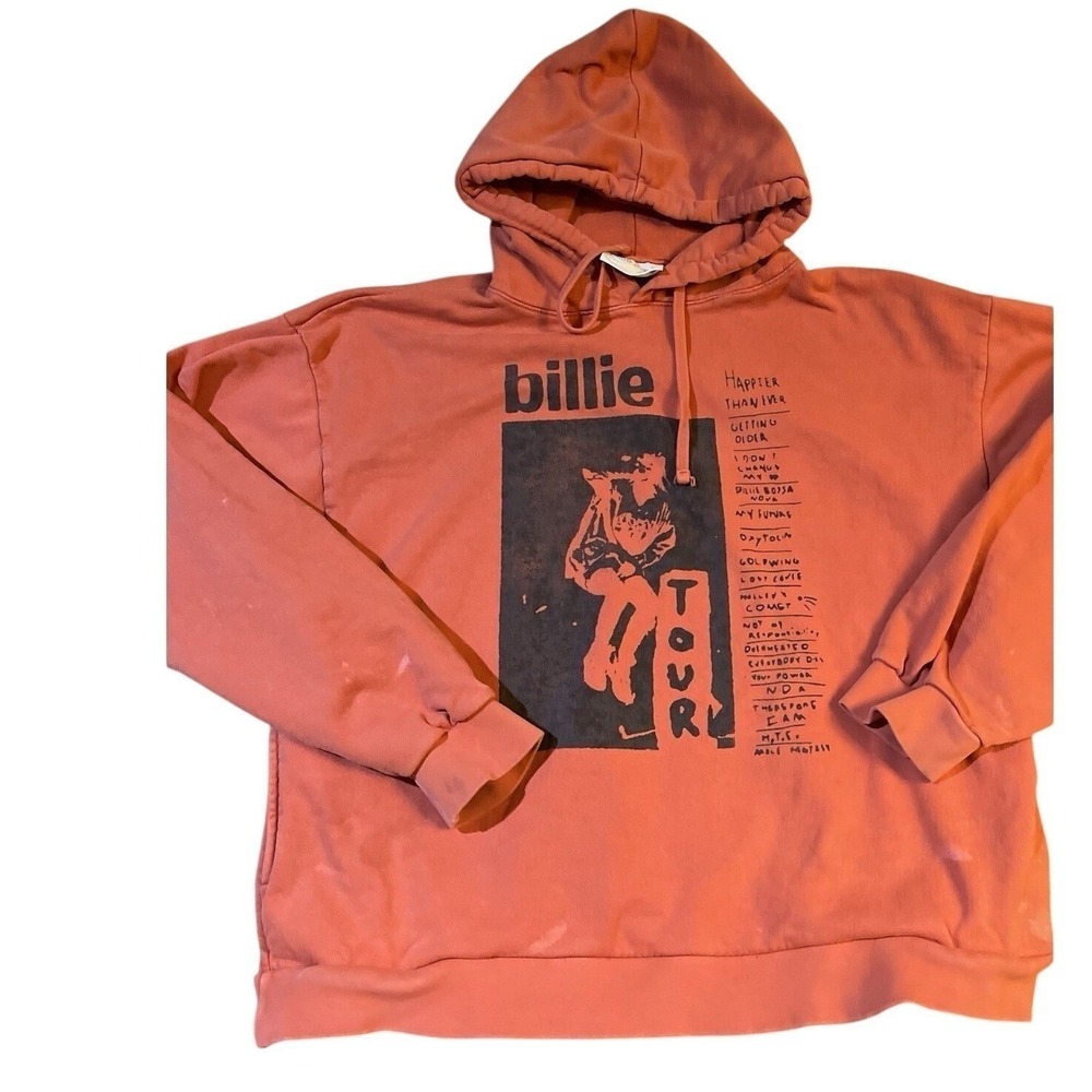 Billie Eilish Happier Than Ever 2022 World Tour Hoodie Orange Concert Merch Sz M